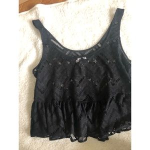 Black lace BCBG generations tank crop top